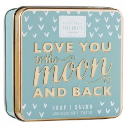 SOAP TIN DULCES MENSAJES LOVE YOU TO THE MOON AND BACK 100G